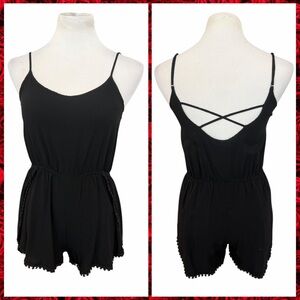 Shosho Black Spaghetti Strap Romper - Size Small